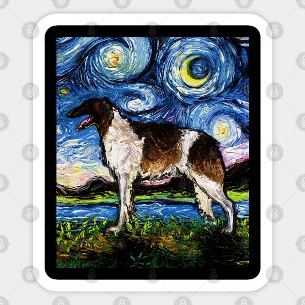 Borzoi Night Sticker by sagittariusgallery